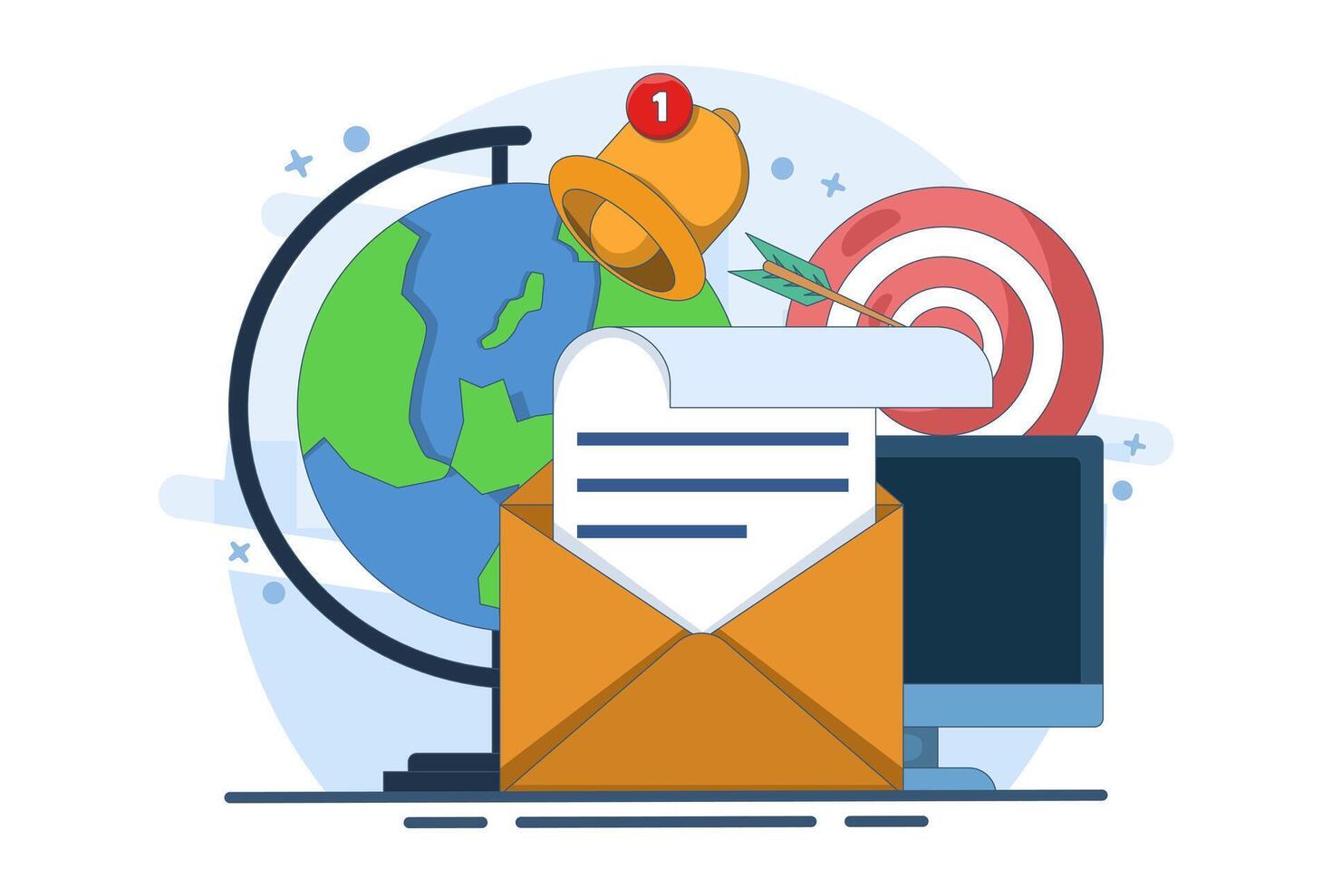 Email marketing concept. Digital marketing, e-commerce, social media marketing, business letter, subscription. illustration concept for website and mobile development. vector