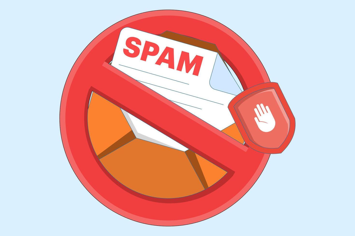 spam mailbox concept, spam warning, laptop with envelope and document, warning, security. sending spam mail and document online, warning message, flat illustration template. vector