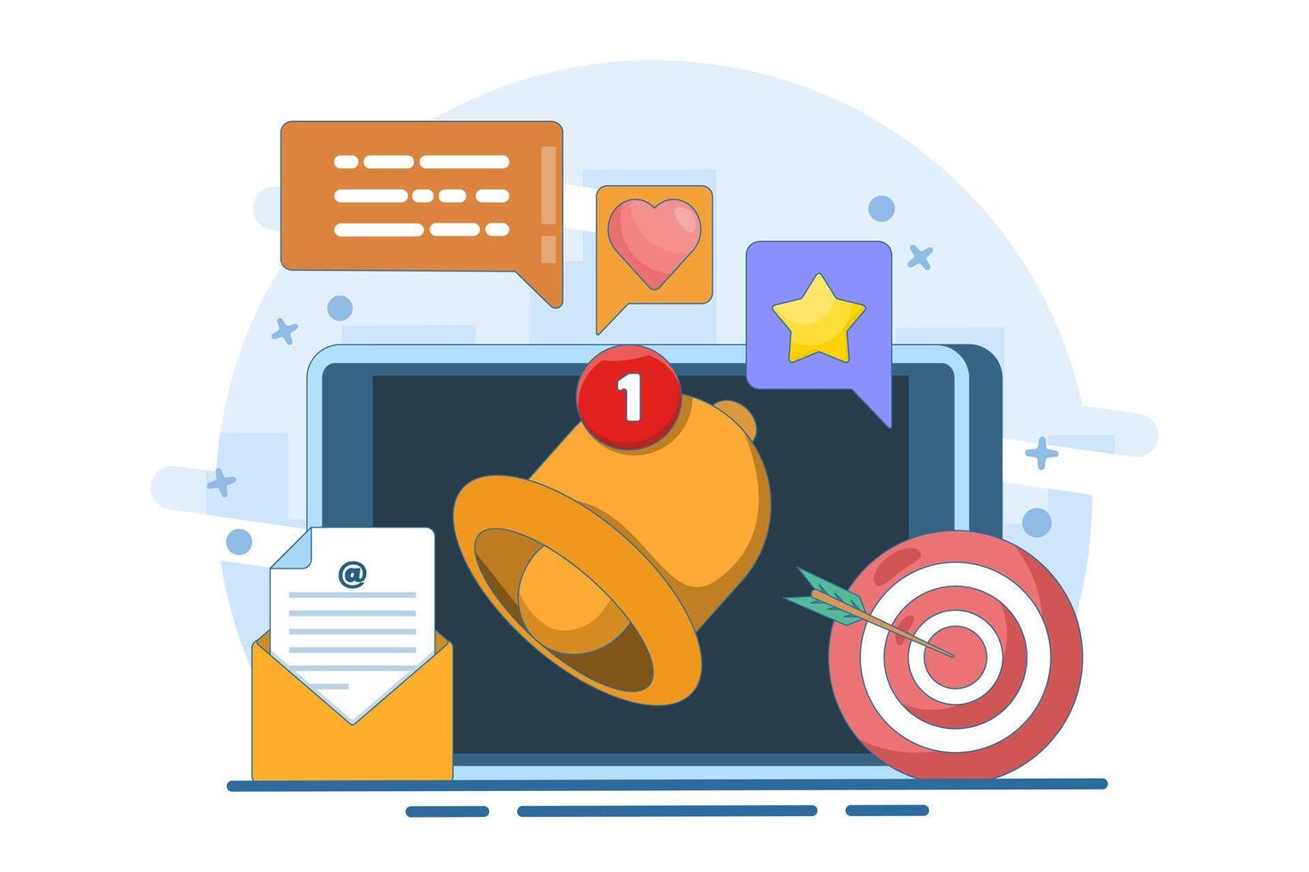 Email marketing concept. Digital marketing, e-commerce, social media marketing, business letter, subscription. illustration concept for website and mobile development. vector