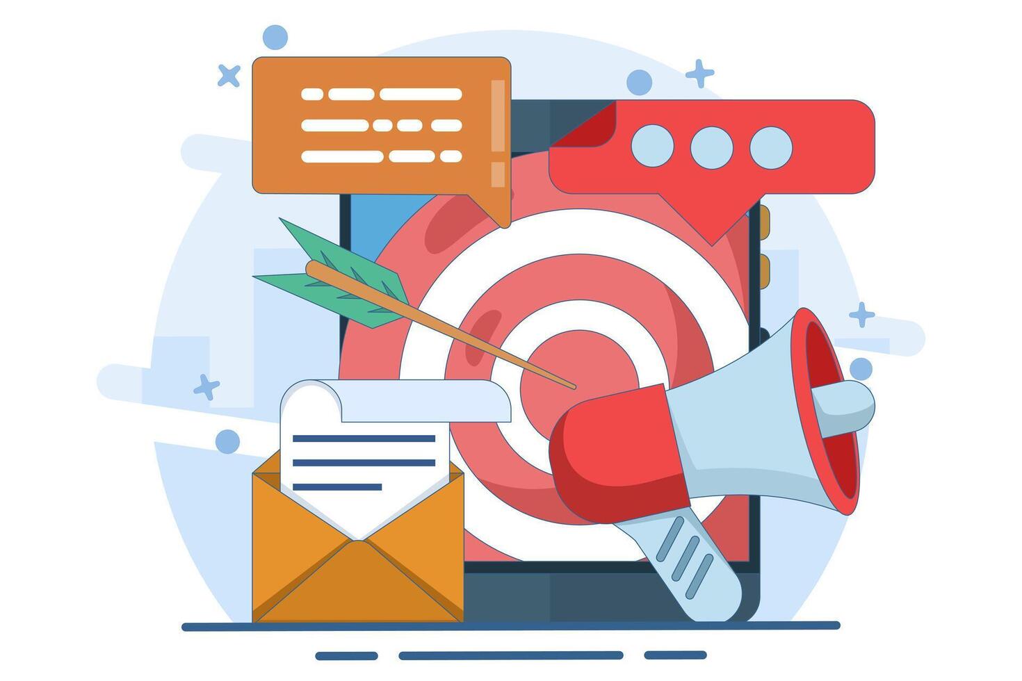 Email marketing concept. Digital marketing, e-commerce, social media marketing, business letter, subscription. illustration concept for website and mobile development. vector