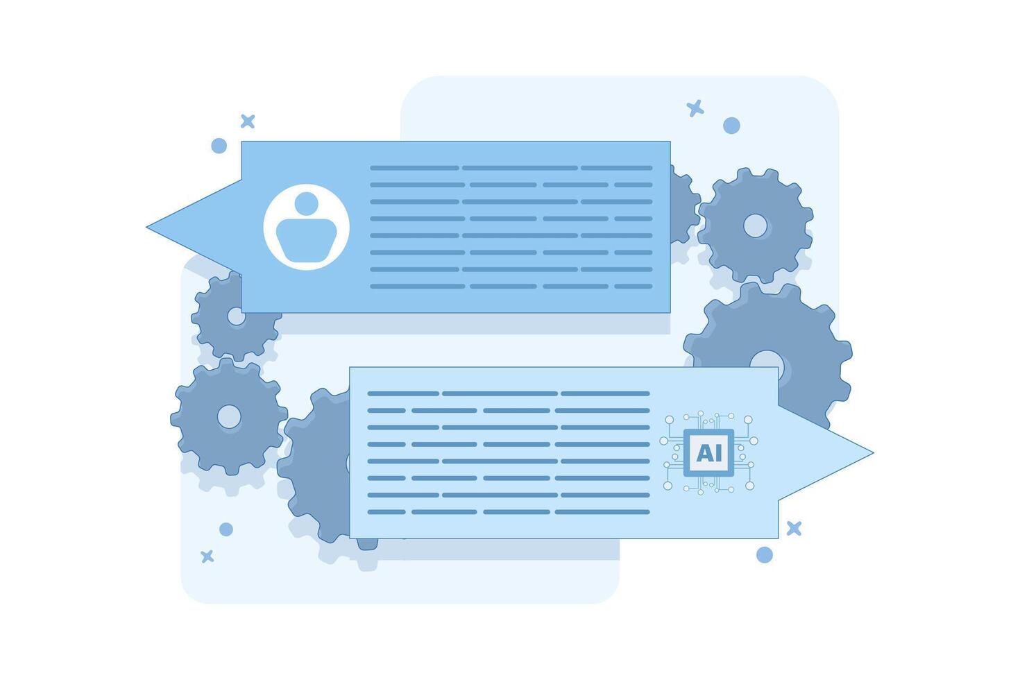 Concept of Chatbot Robot providing online assistance, AI Customer Support, Virtual assistant Chatbot via messaging, Artificial intelligence robot answering questions, GPT Chat Conversation. vector