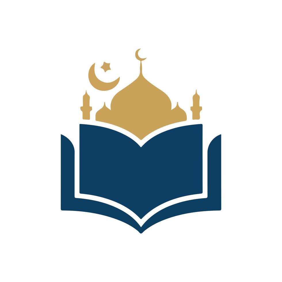 Classic Mosque Illustration with Open Book vector