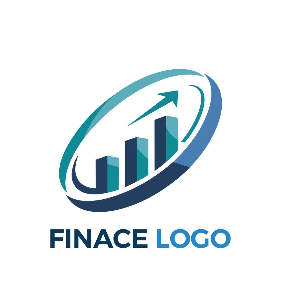 Oval-shaped finance logo with graph vector