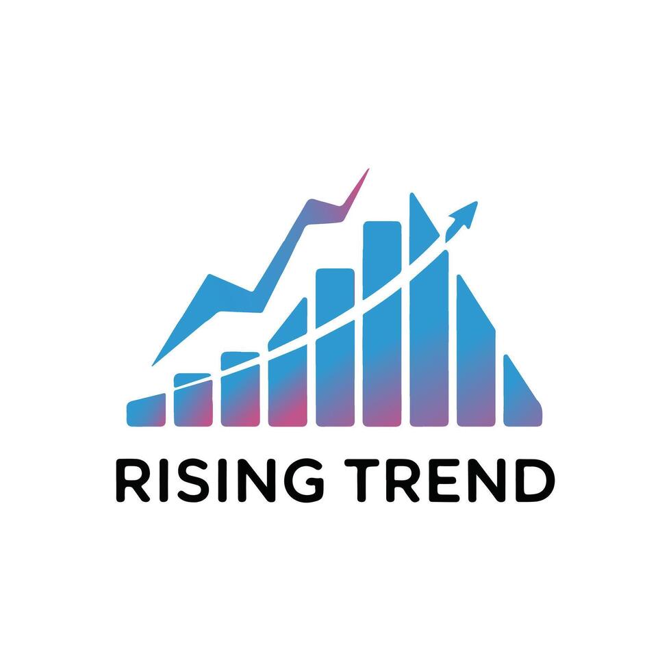 Rising trend logo with colorful bars vector