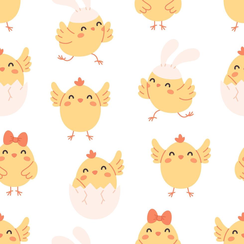 Seamless pattern with cute little chicks. Easter chicks. Farm animals pattern. vector