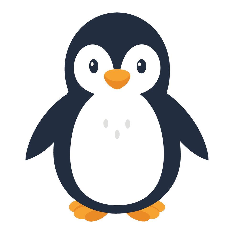 cute penguin flat style isolated on white background. illustration vector