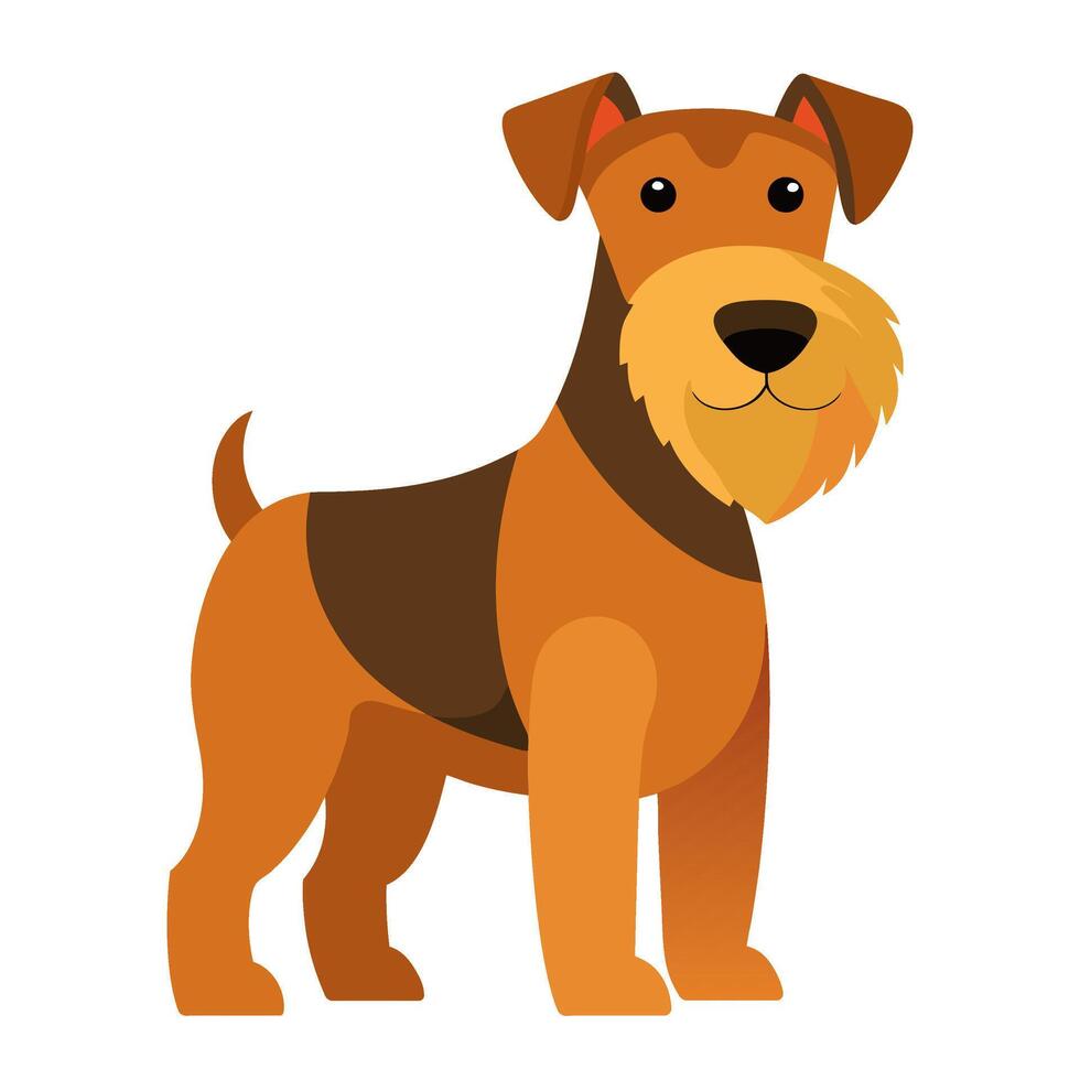 cute airedale terrier dog animal flat style isolated on white background. illustration vector