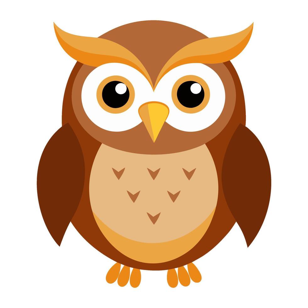 cute owl animal flat style isolated on white background. illustration. vector