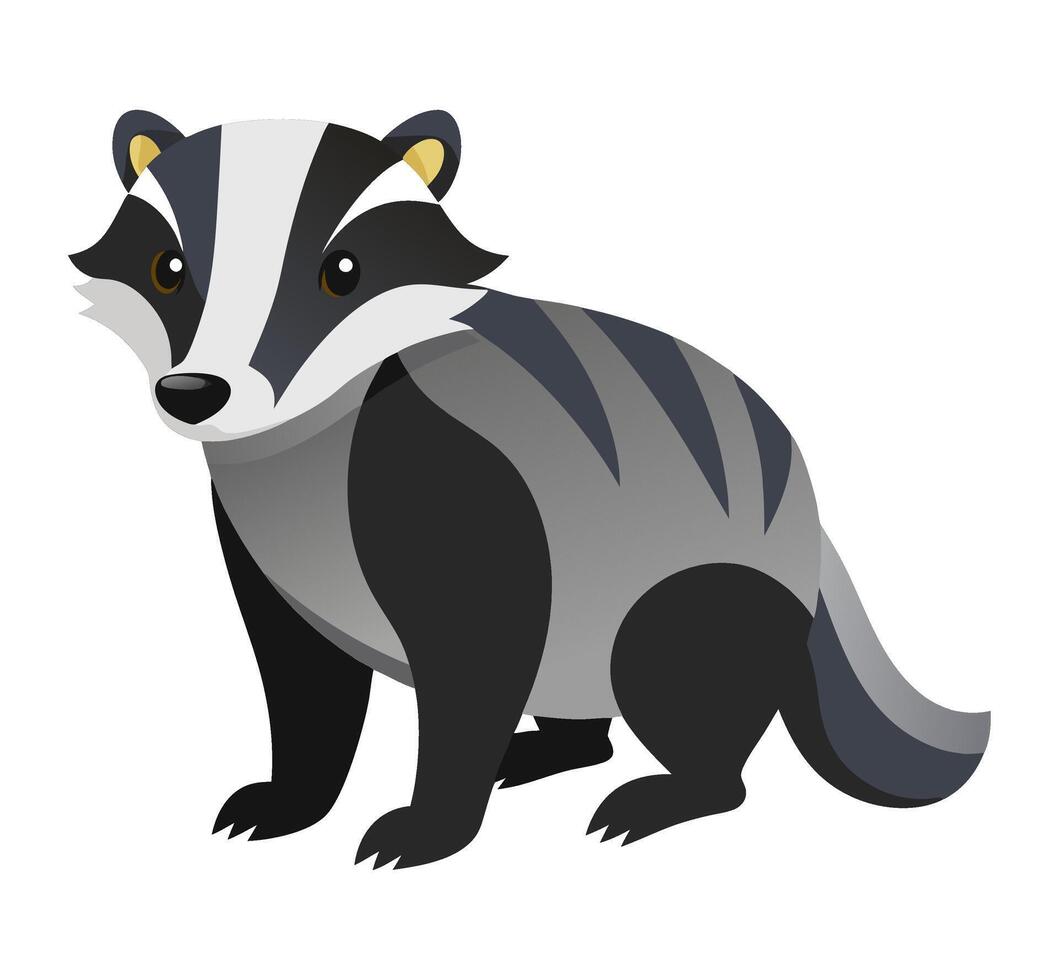 badger animal flat style isolated on white background. illustration vector