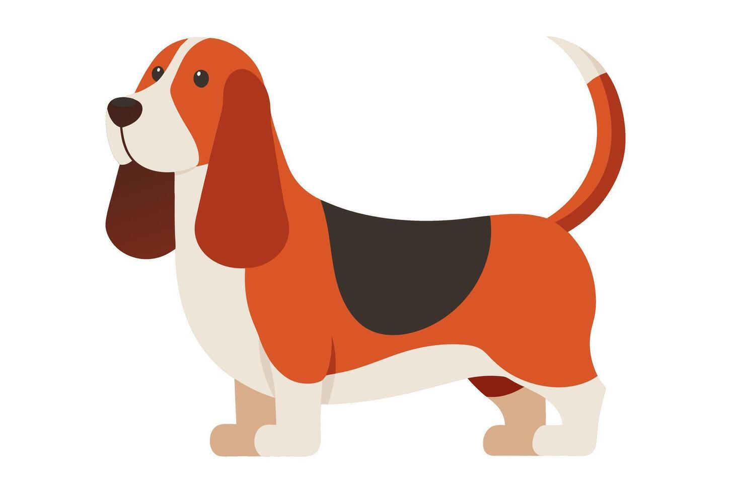 basset hound dog animal flat style isolated on white background. illustration vector