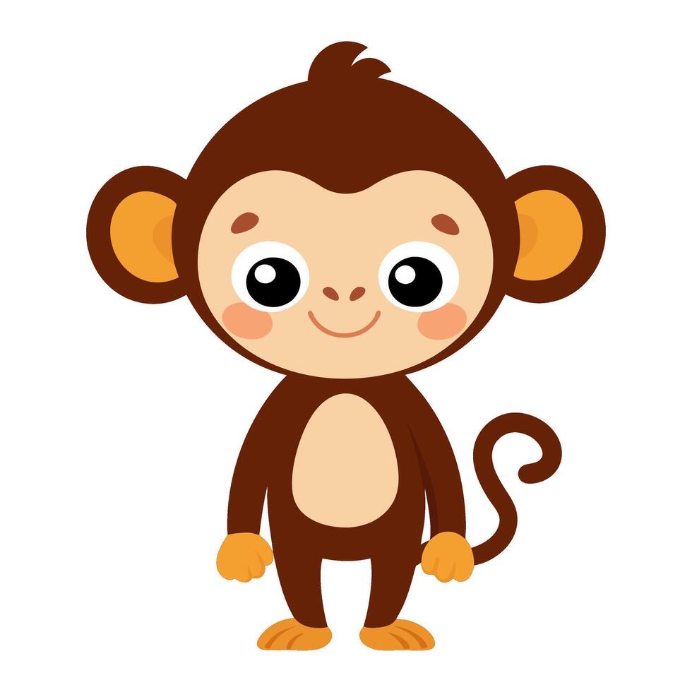 cute monkey animal flat style isolated on white background. illustration vector
