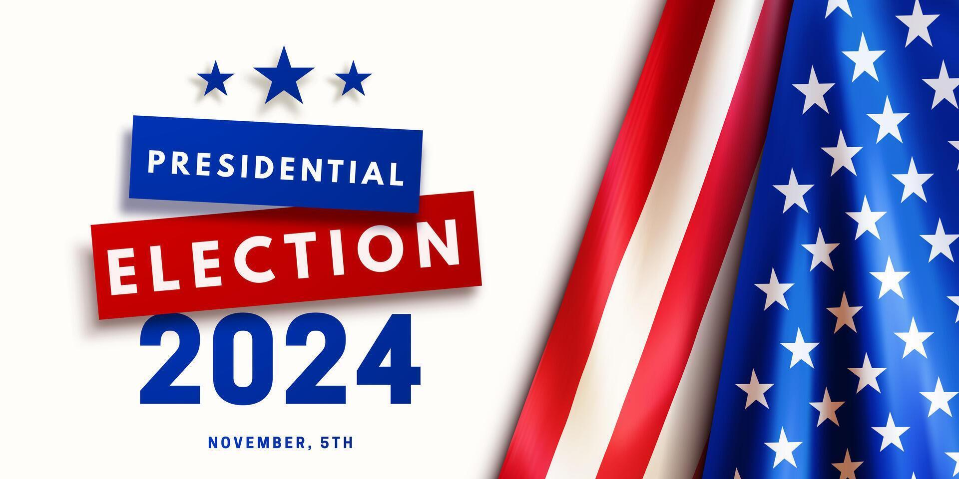 Presidential election USA 2024 banner with American flag vector