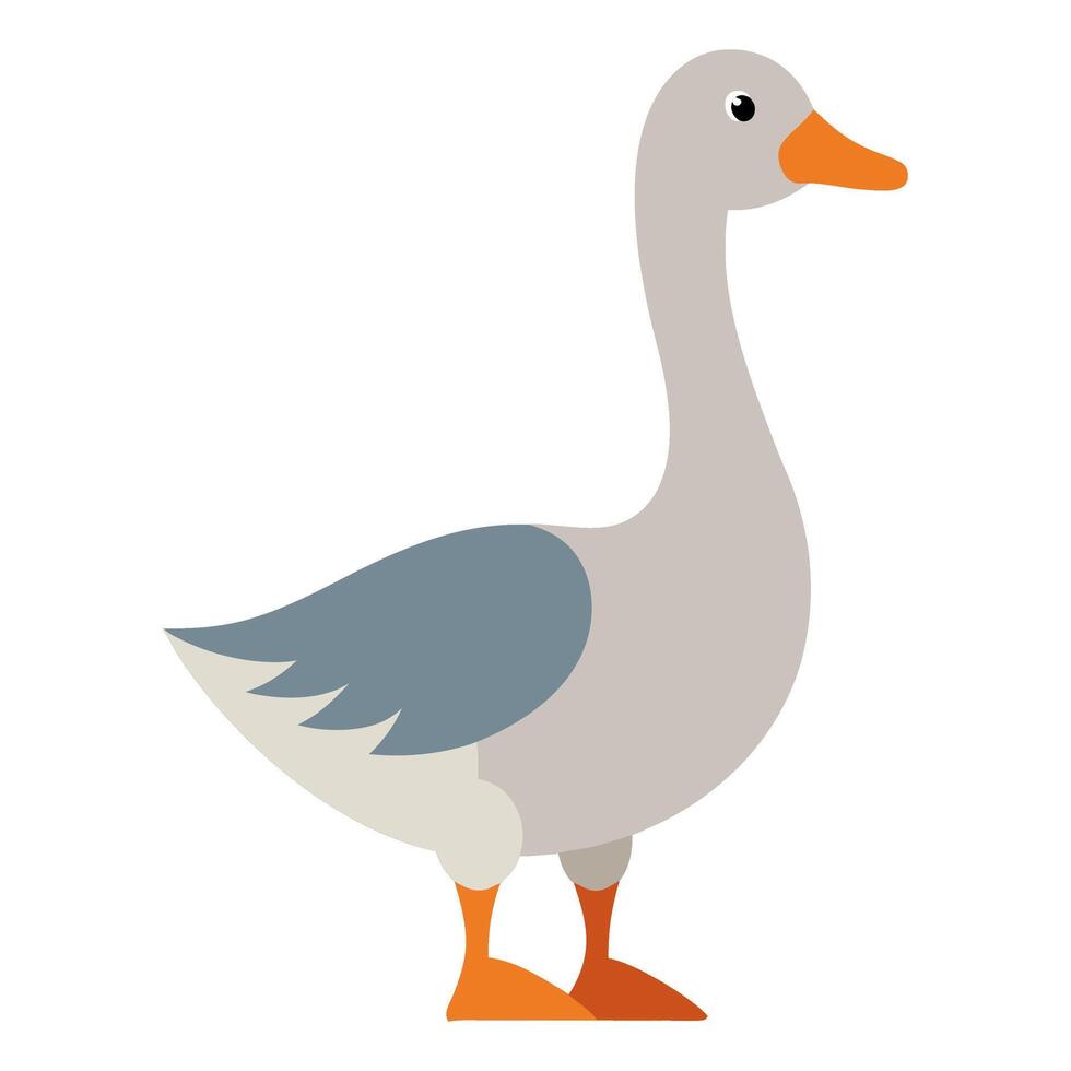 goose bird flat style isolated on white background. illustration vector