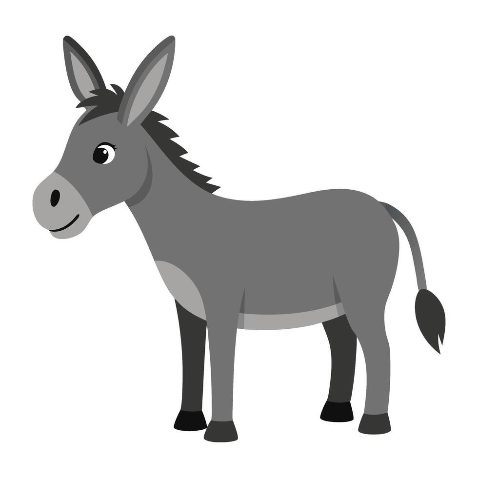 donkey animal flat style isolated on white background. illustration vector