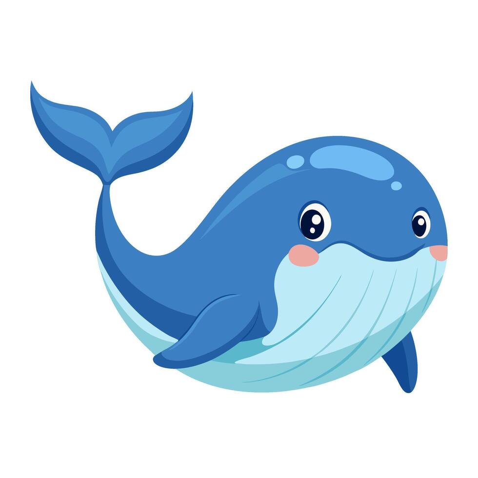 cute whale animal flat style isolated on white background. illustration vector