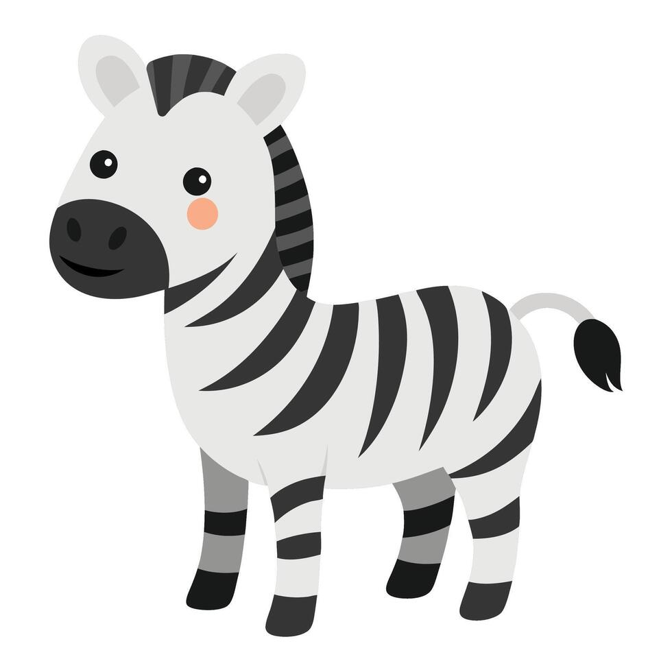 cute zebra animal flat style isolated on white background. illustration vector