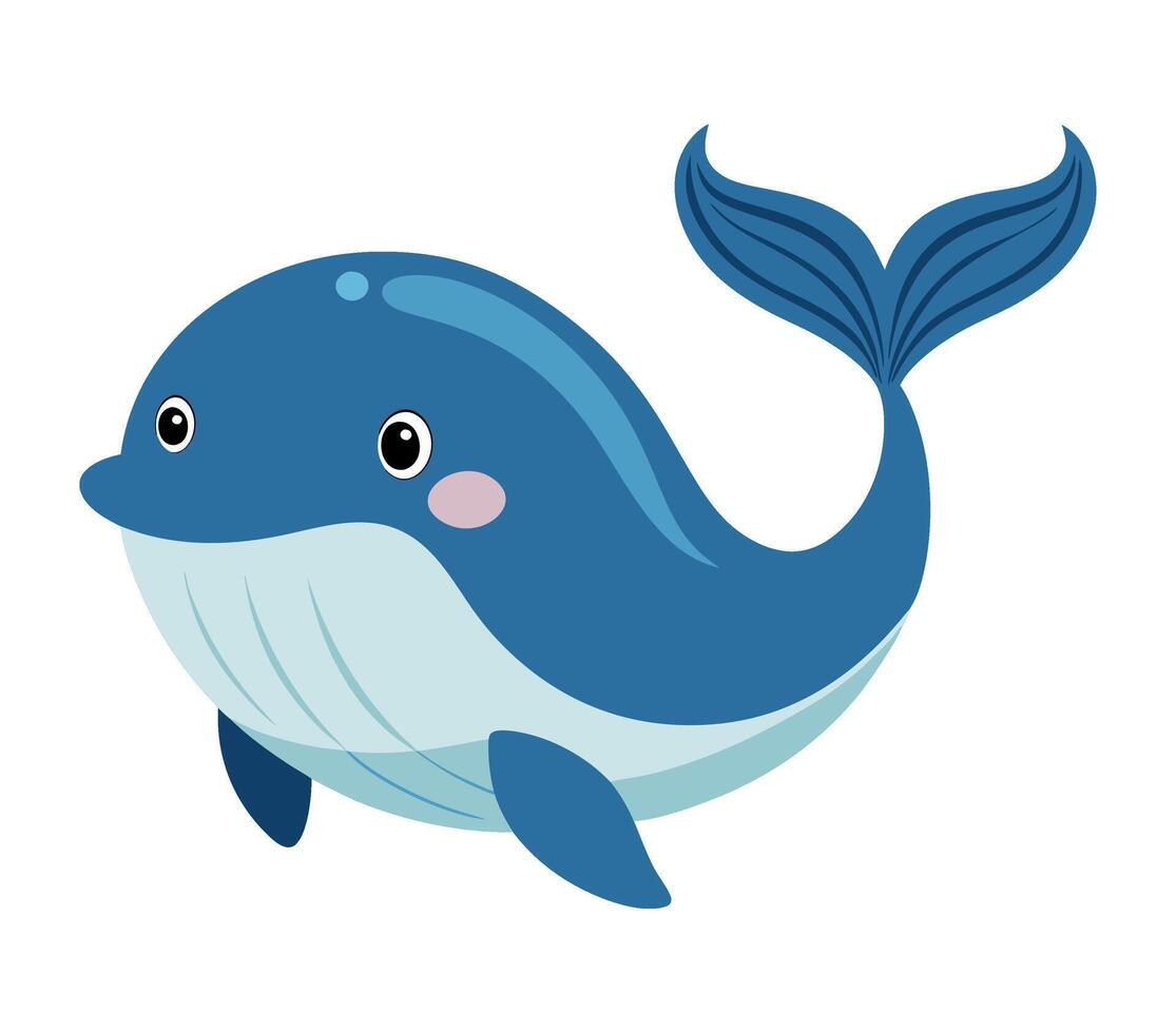 cute whale animal flat style isolated on white vector