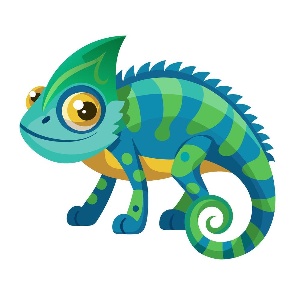 chameleon animal flat style isolated on white background. illustration vector