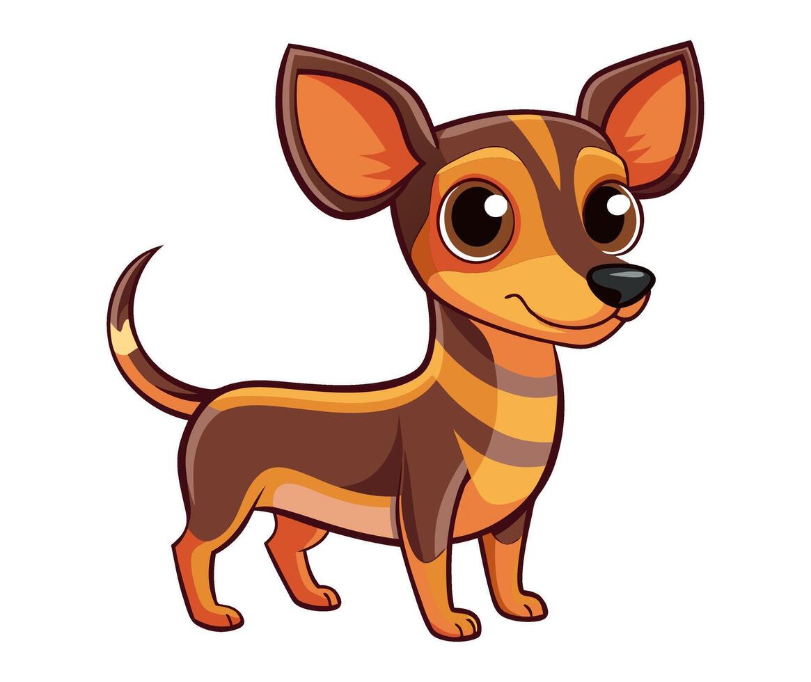 chiweenie dog cute animal flat style isolated on white background. illustration vector