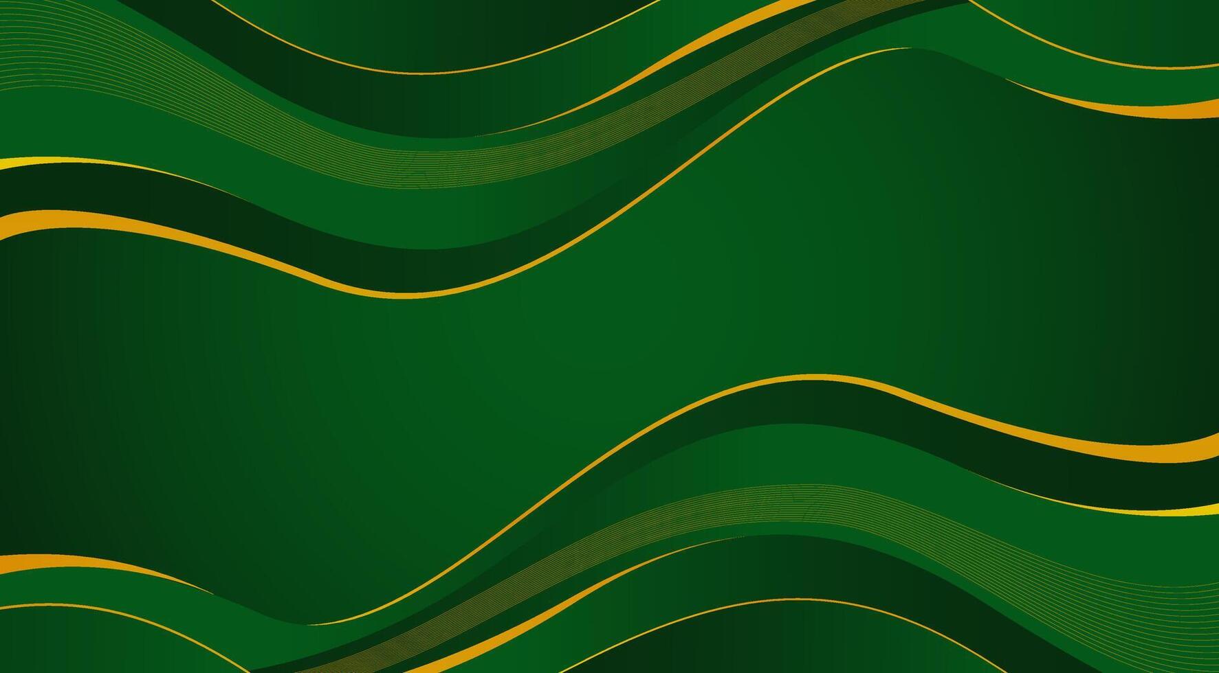 Abstract Luxury Green and Gold Waves Background. For Luxury Banner Background vector