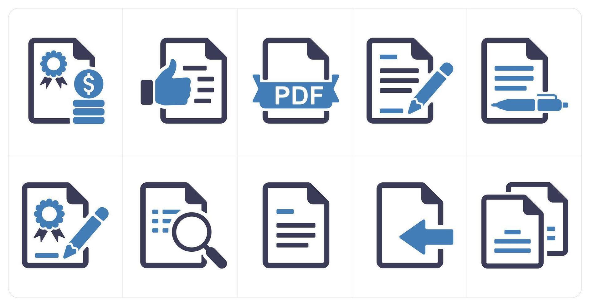 A set of 10 mix icons as certified money, agreement, pdf file vector