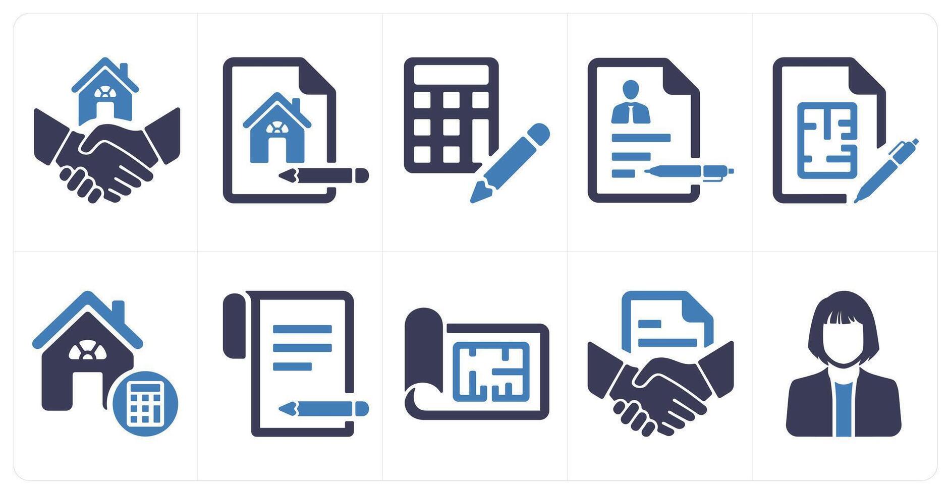 A set of 10 Real Estate icons as purchase house, property checklist, budget vector
