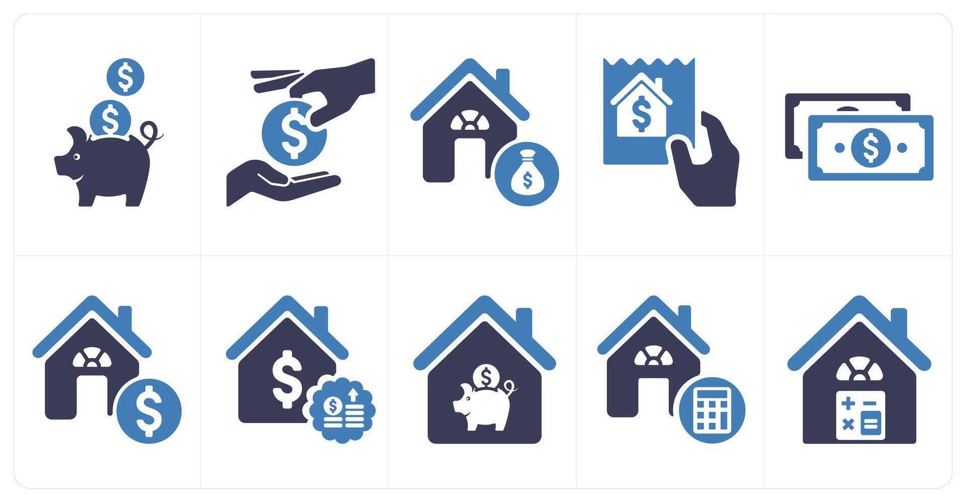 A set of 10 Real Estate icons as savings, mortgage concept, house financing vector