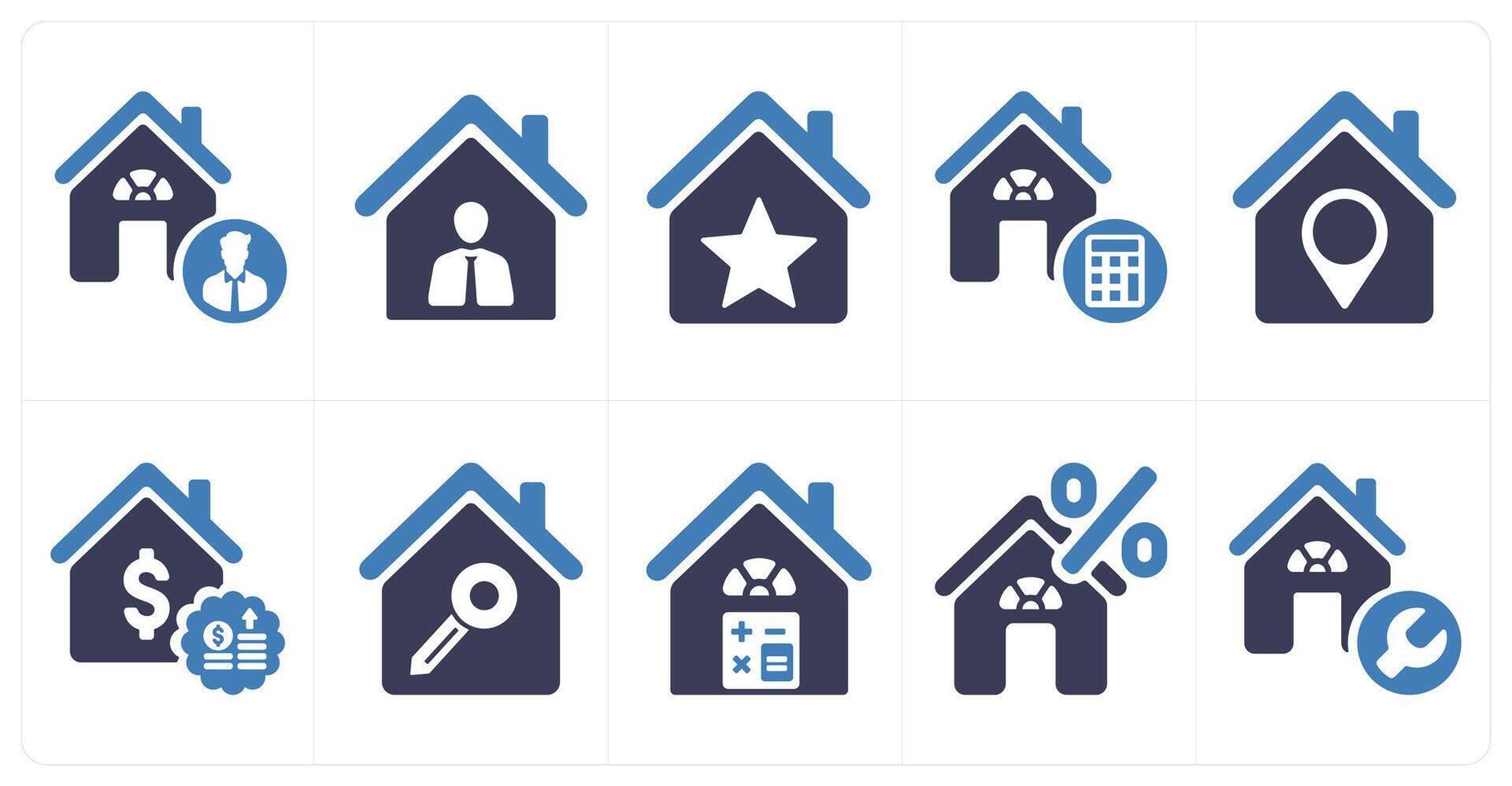 A set of 10 Real Estate icons as realtor, realty owner, property rating vector