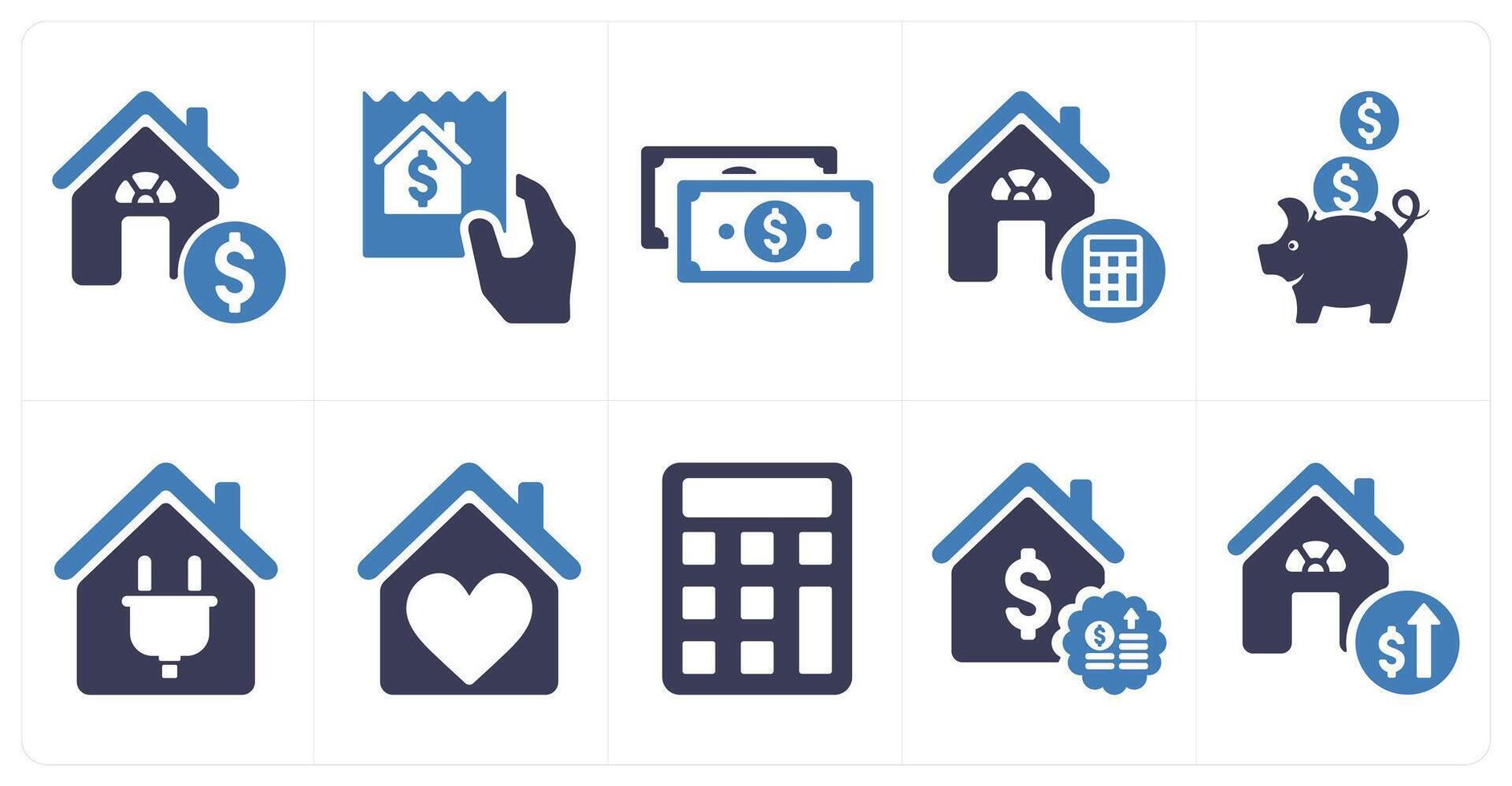 A set of 10 Real Estate icons as home financing, mortgage, payment vector