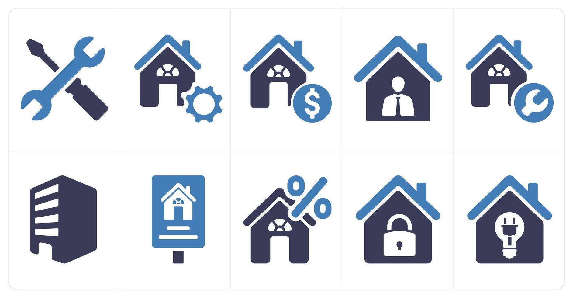 A set of 10 Real Estate icons as repair, home renovation, home financing vector