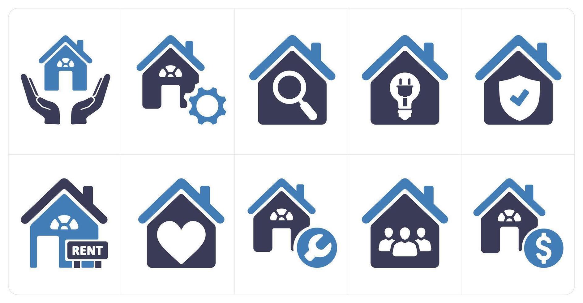 A set of 10 Real Estate icons as home insurance, home renovation, home search vector