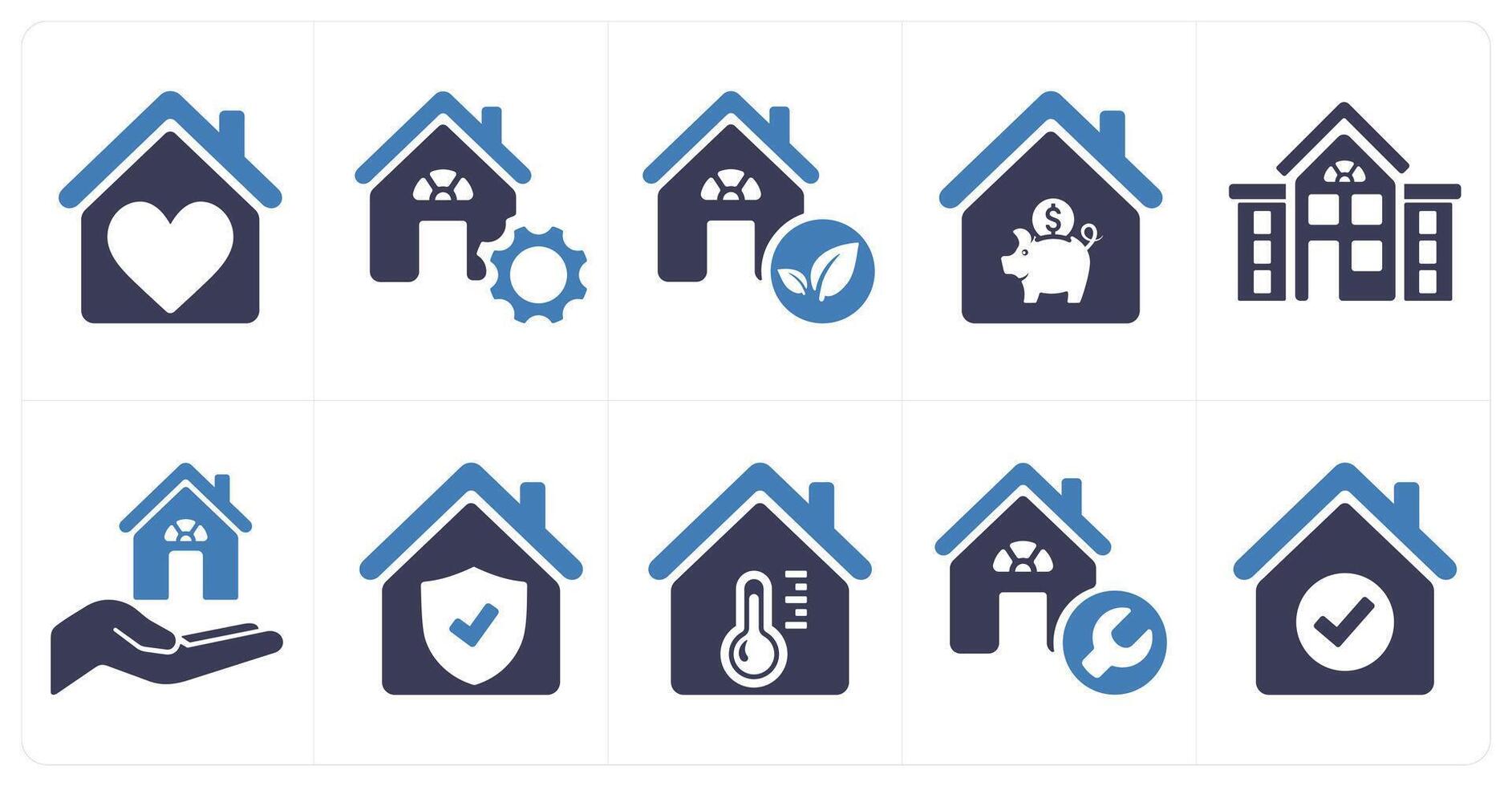 A set of 10 Real Estate icons as sweet home, home renovation, eco house vector