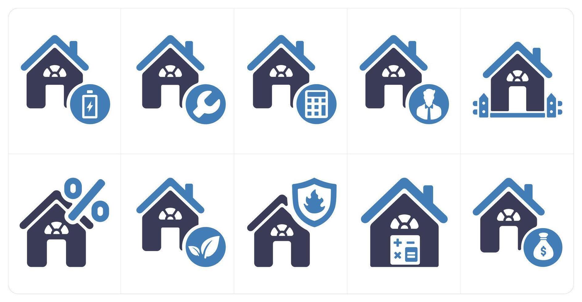 A set of 10 Real Estate icons as power house, home repair, property budget vector