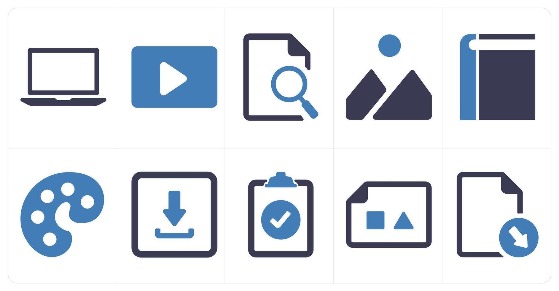 A set of 10 ui icons as laptop, player, search document vector