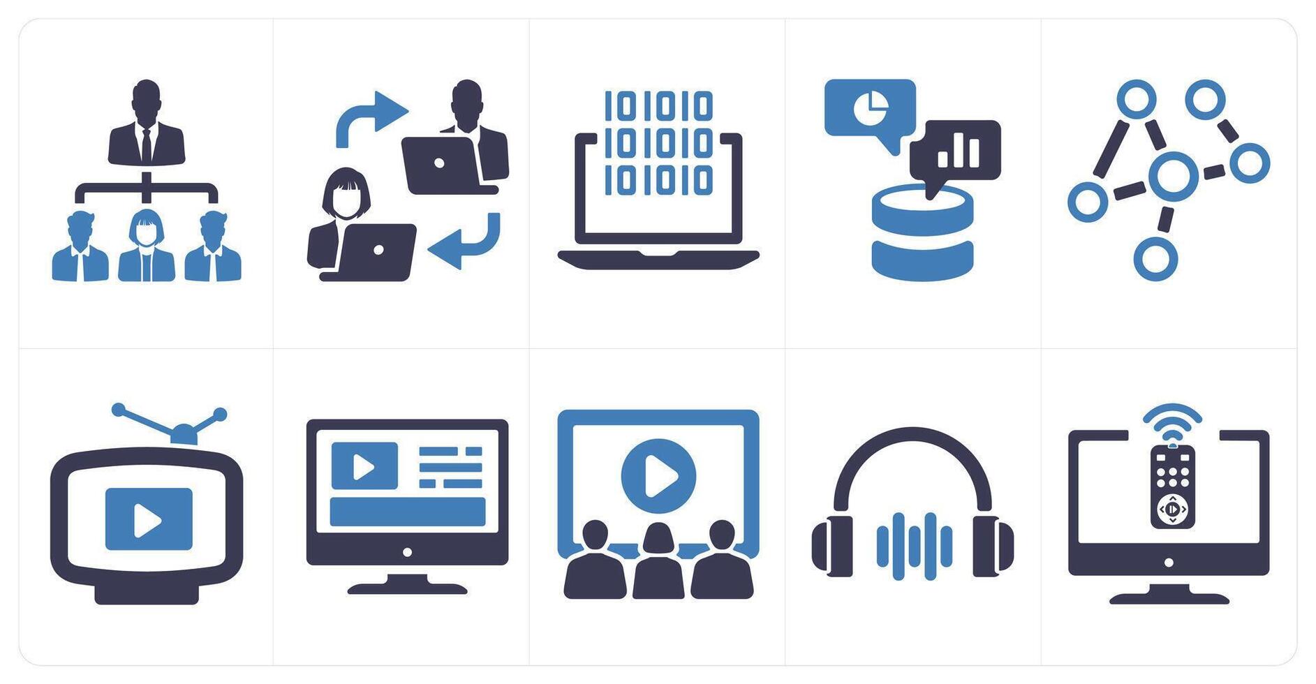 A set of 10 Virtual Reality icons as social network, communication, software vector