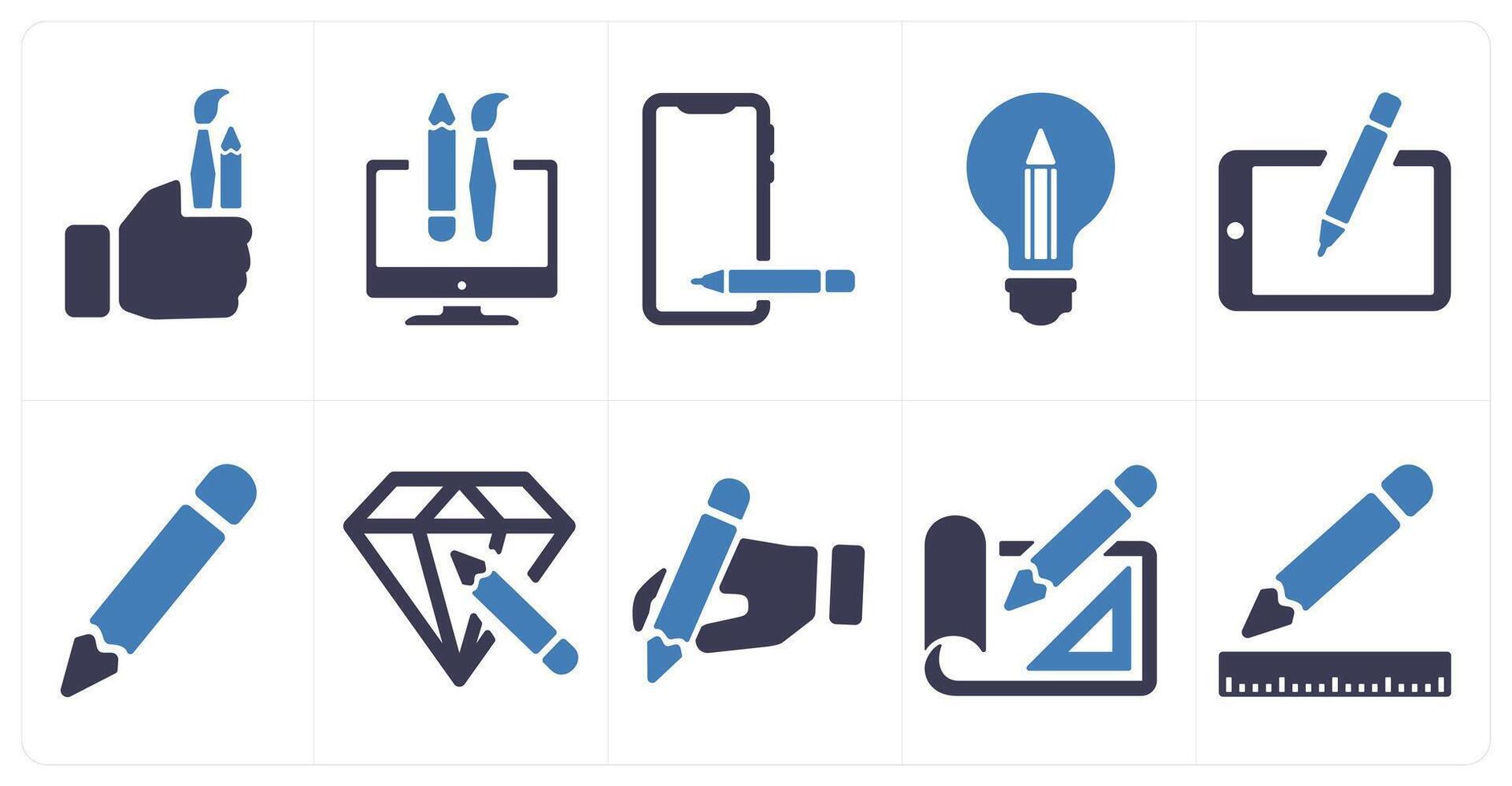 A set of 10 web marketing icons as painting tools, custom design, draw vector