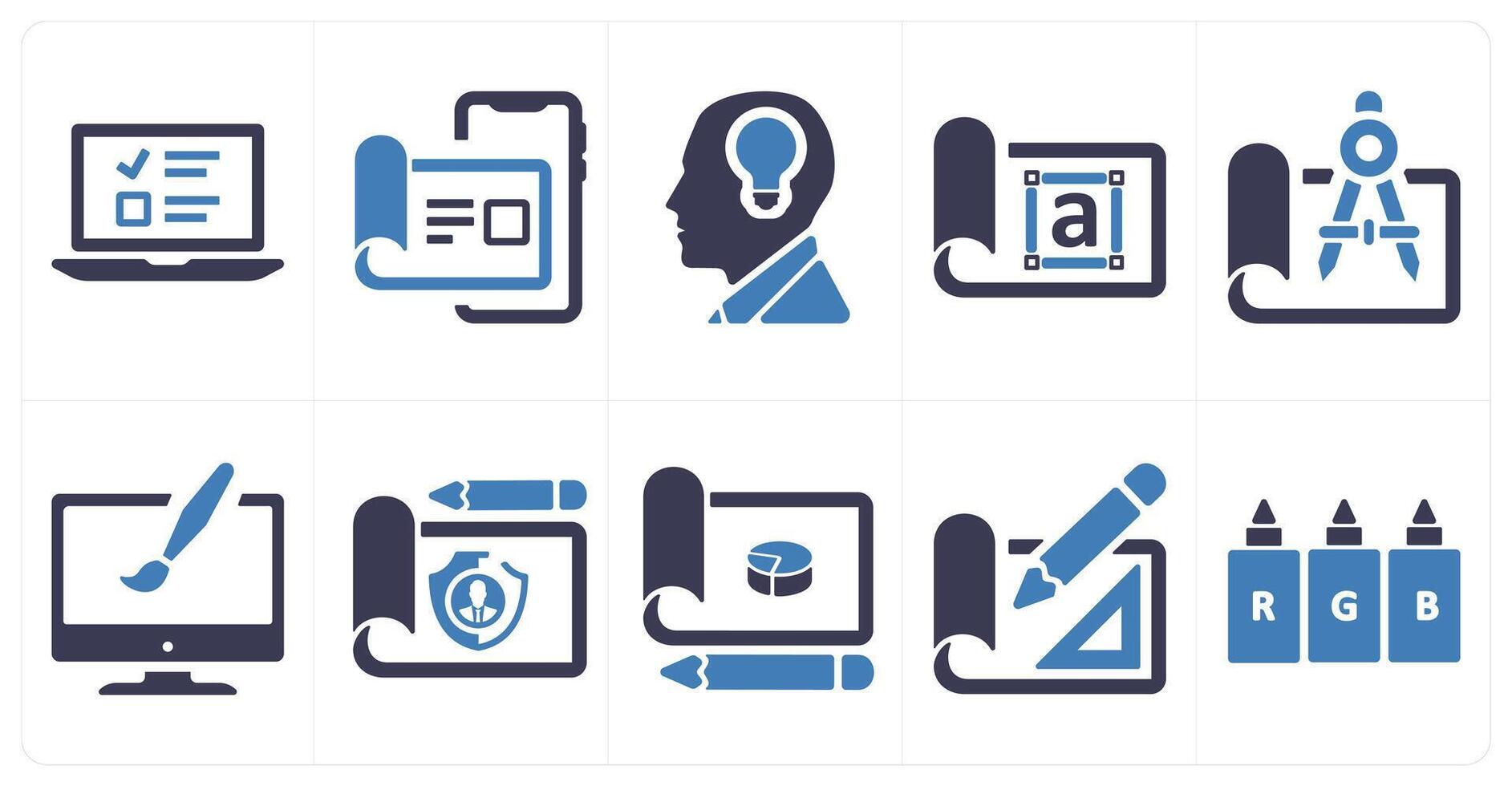 A set of 10 web marketing icons as user details, creativity, style vector