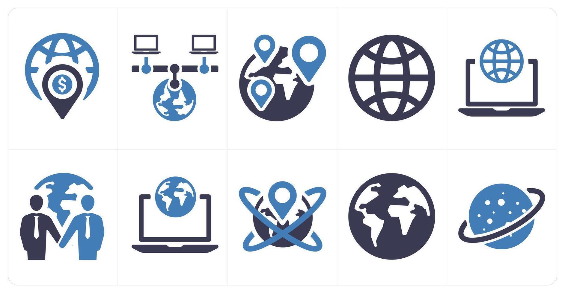 A set of 10 web marketing icons as location, global server, location vector
