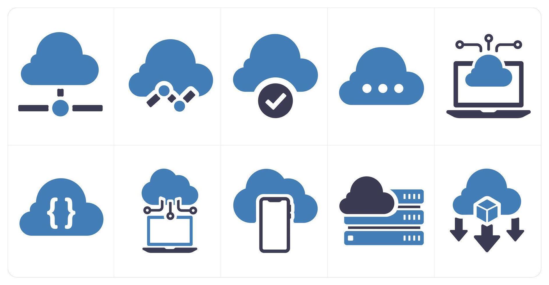 A set of 10 web marketing icons as cloud, cloud data, cloud server vector