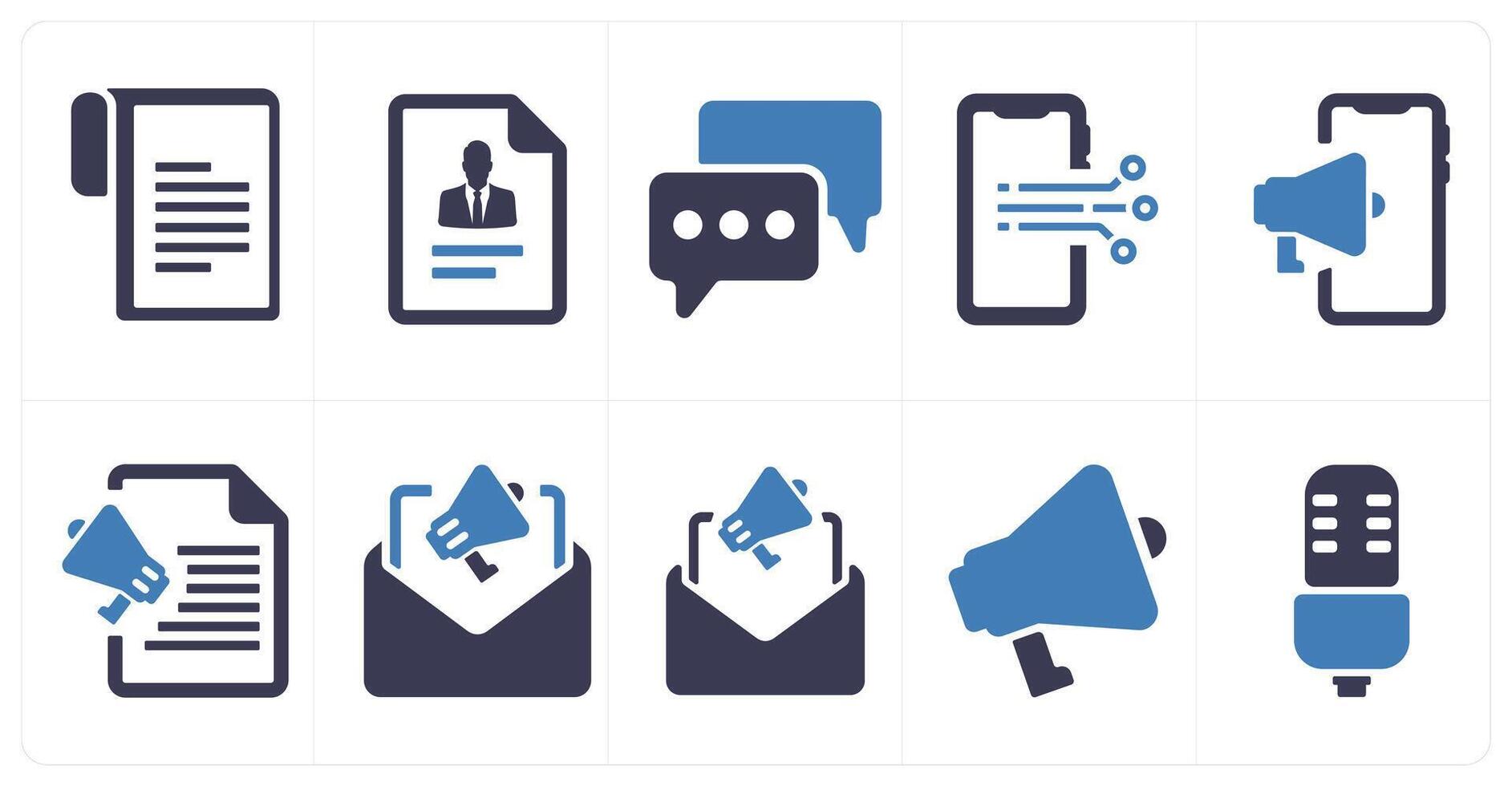A set of 10 web marketing icons as document, profile document, comment vector