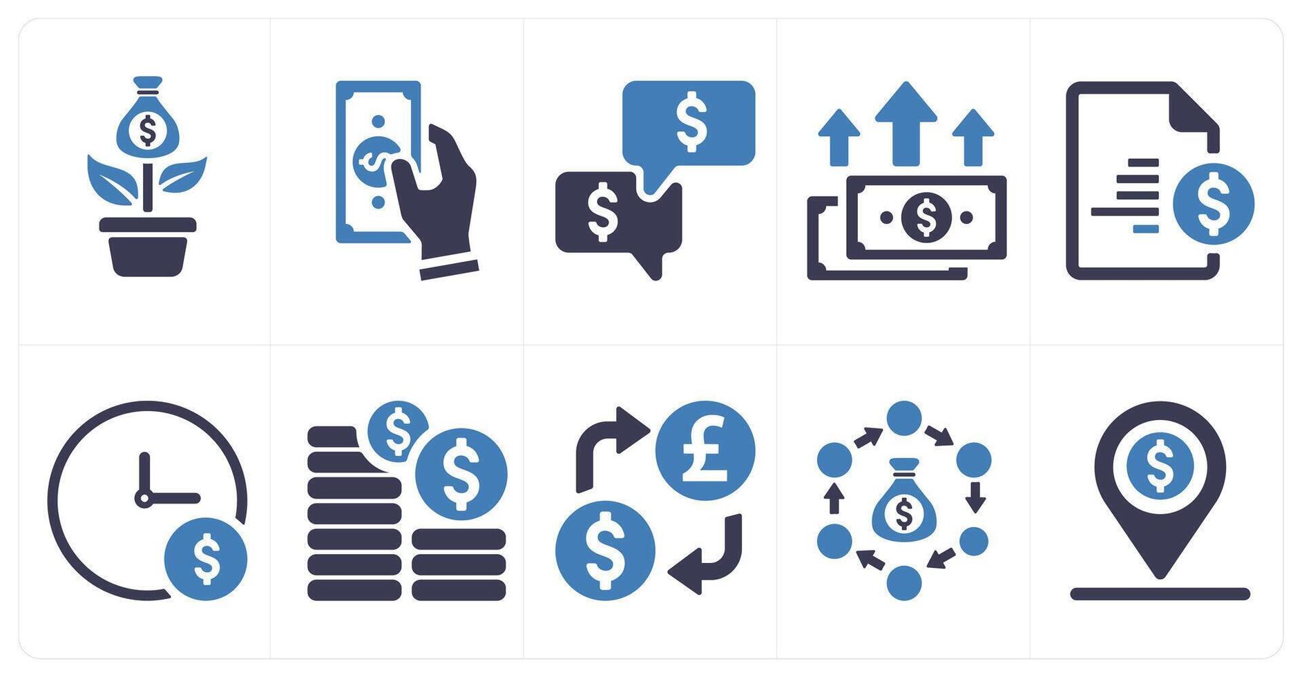 A set of 10 web marketing icons as money plant, cash, money vector