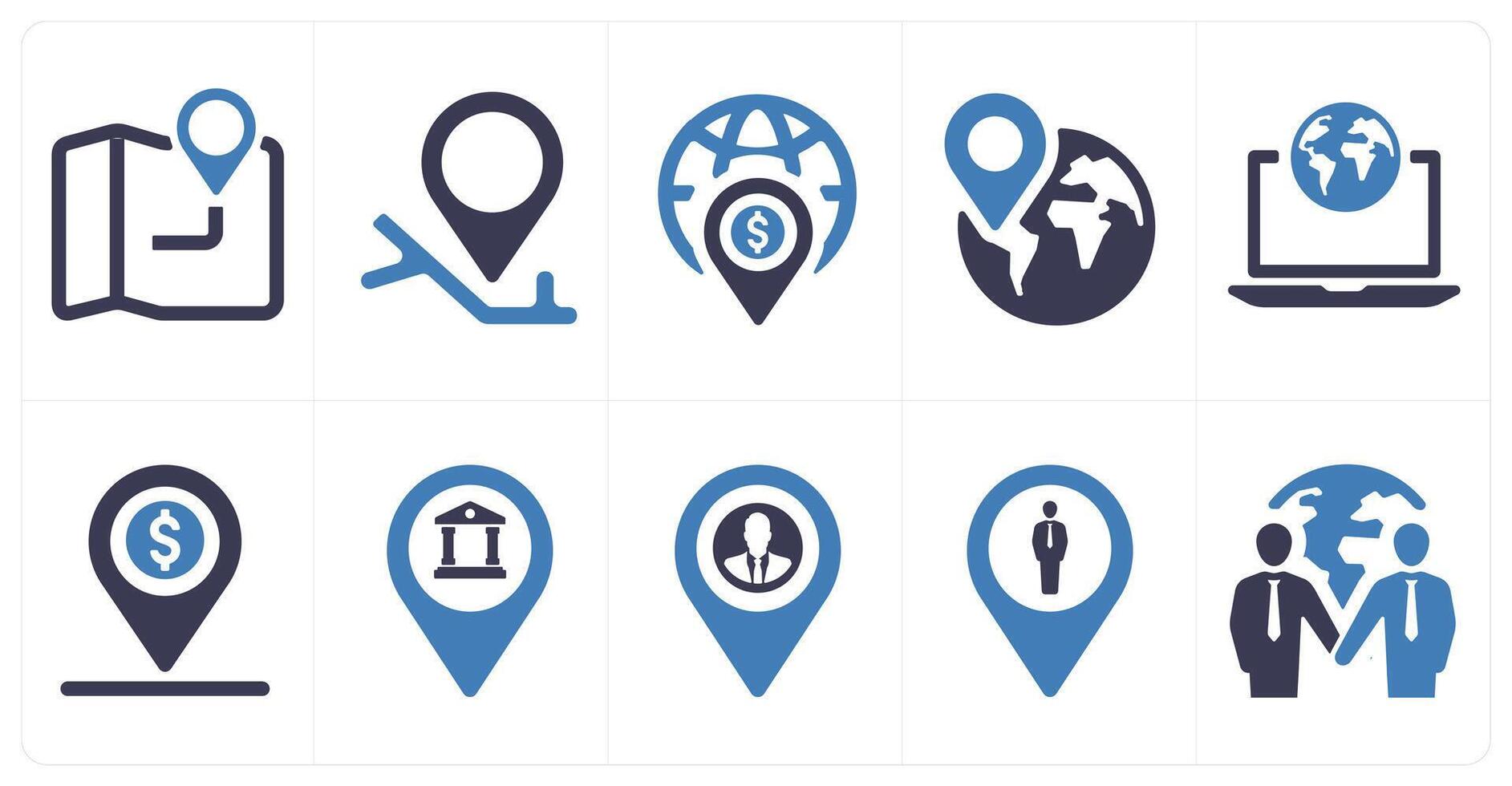 A set of 10 web marketing icons as gps, location, global location vector