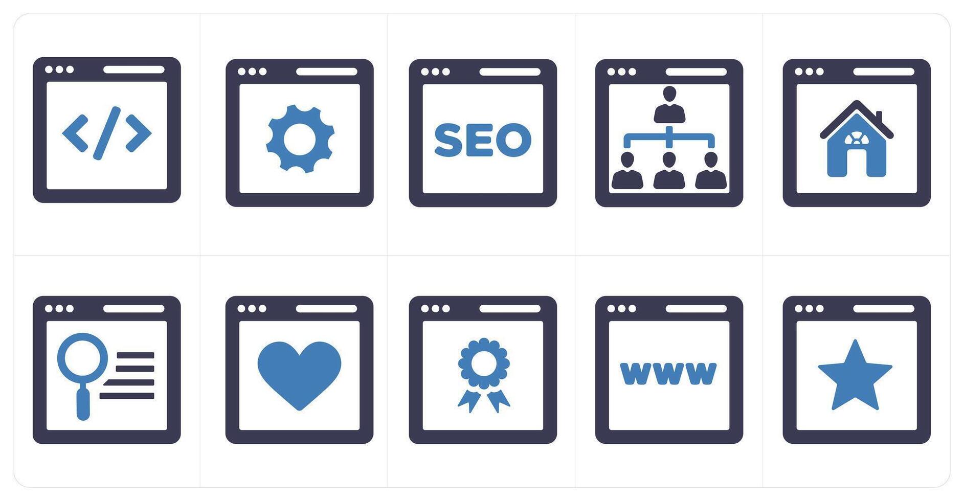 A set of 10 web marketing icons as programming, seo, hierarchy vector
