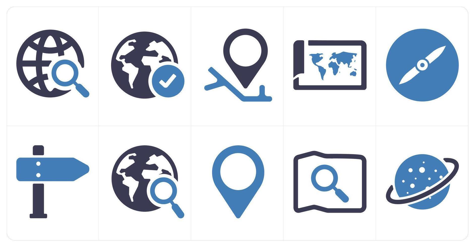A set of 10 web marketing icons as global search, location, gps vector