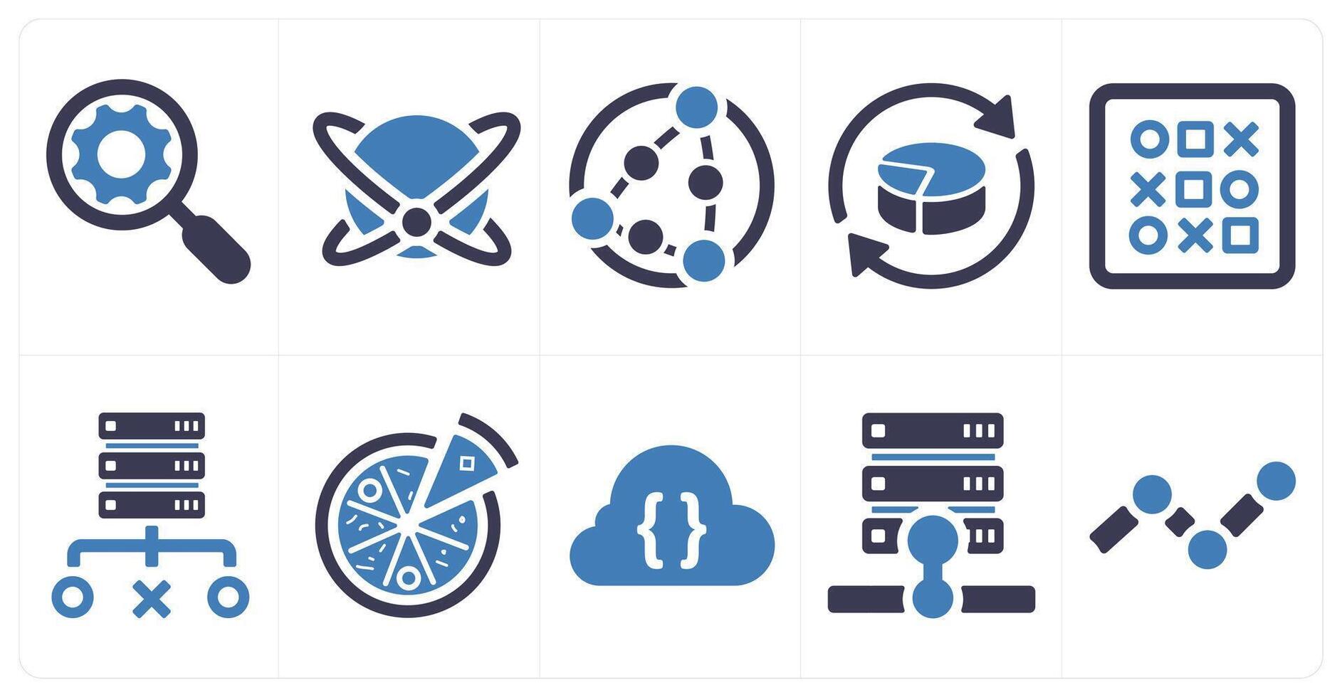 A set of 10 web marketing icons as search data, big data, networking vector