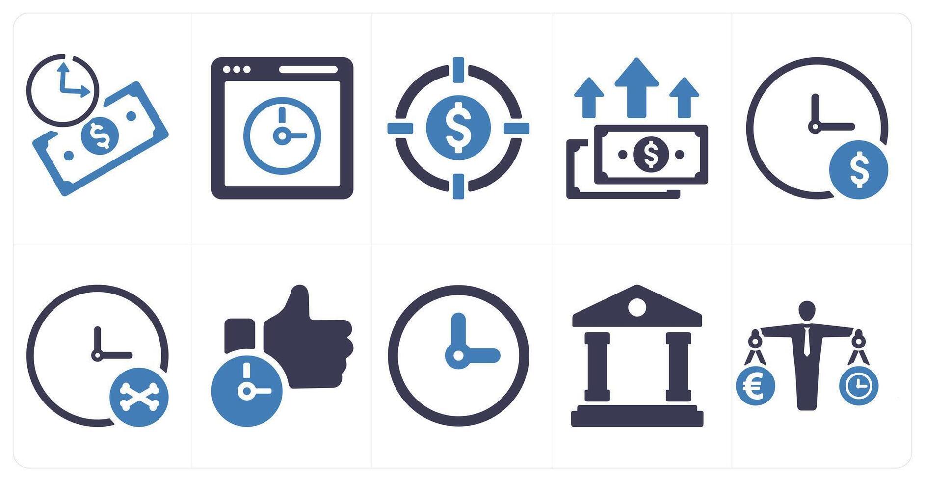A set of 10 web marketing icons as loan duration, page load time, target profit vector