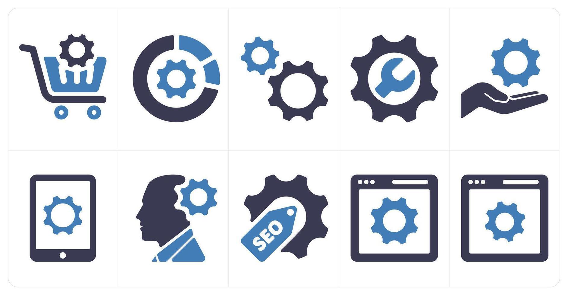 A set of 10 web marketing icons as cart settings, statistics, configuration vector