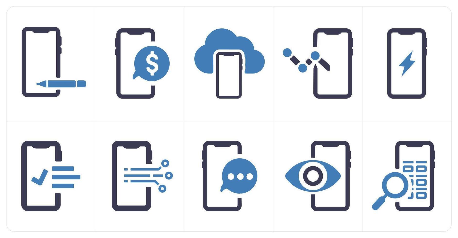 A set of 10 web marketing icons as draw, mobile message, cloud backup vector
