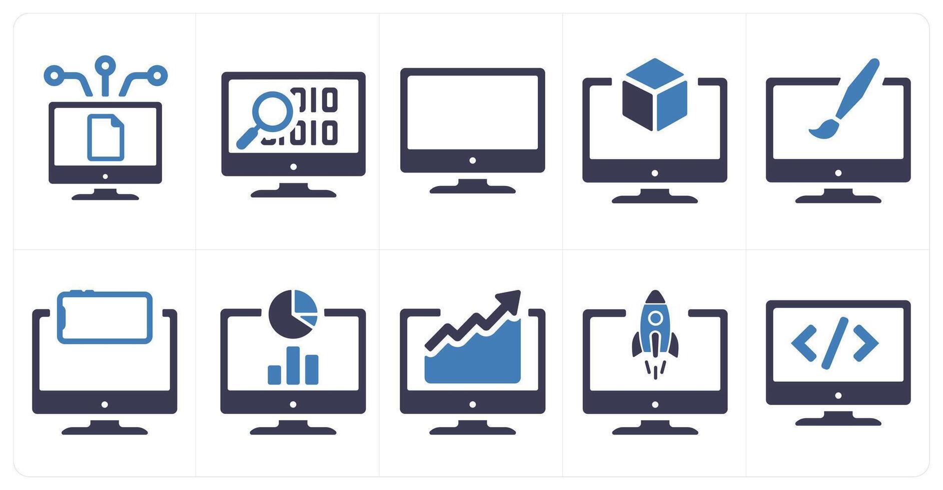 A set of 10 web marketing icons as file share, programming, monitor vector