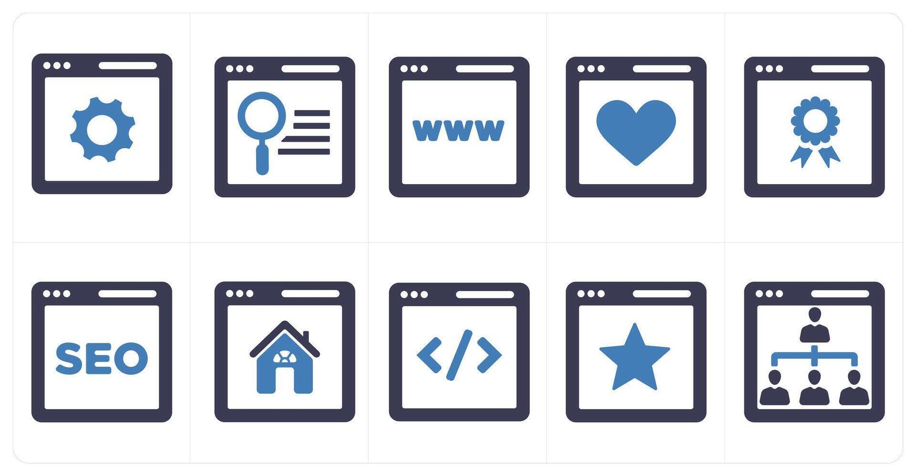 A set of 10 web marketing icons as seo optimization, search webpage, www vector